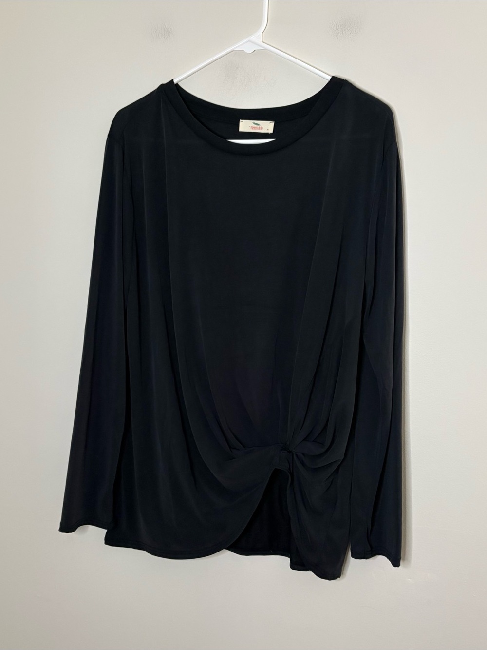 Hummingbird Womens Medium Long Sleeve Top Navy Blue Modal Twist Whimsy Fall